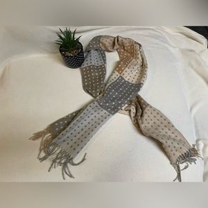 Polka Dot Scarf in Gray and Tan